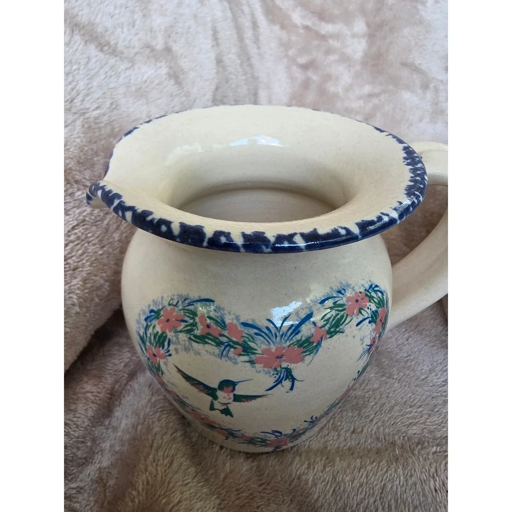 Home & Garden Party Stoneware Hummingbird Pitcher and Sugar Bowl Set 1998 1999